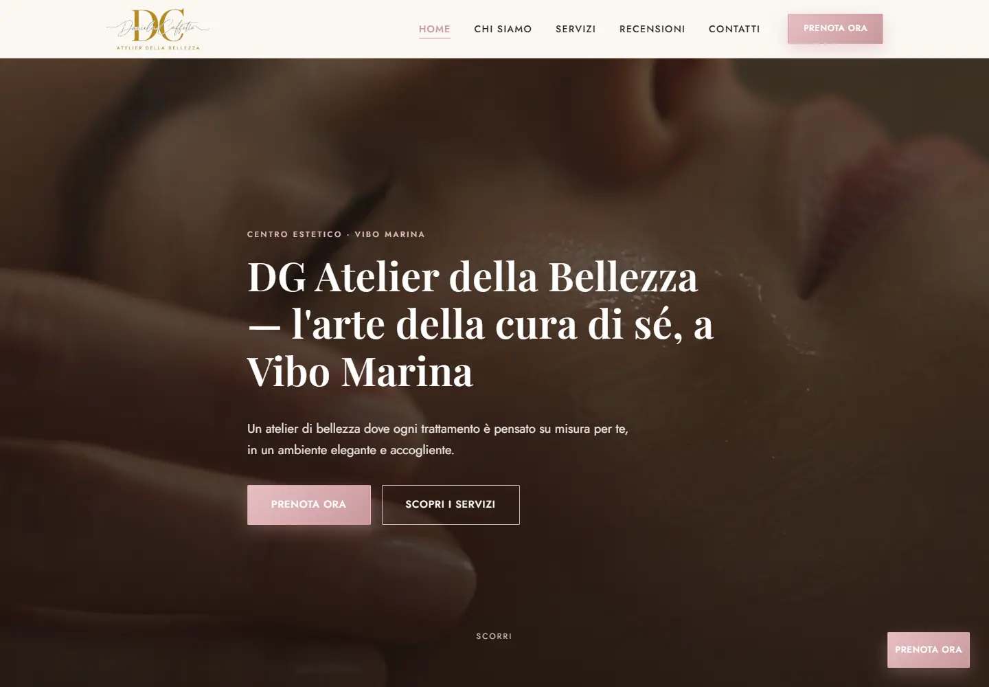 Home page del sito DG Atelier della Bellezza